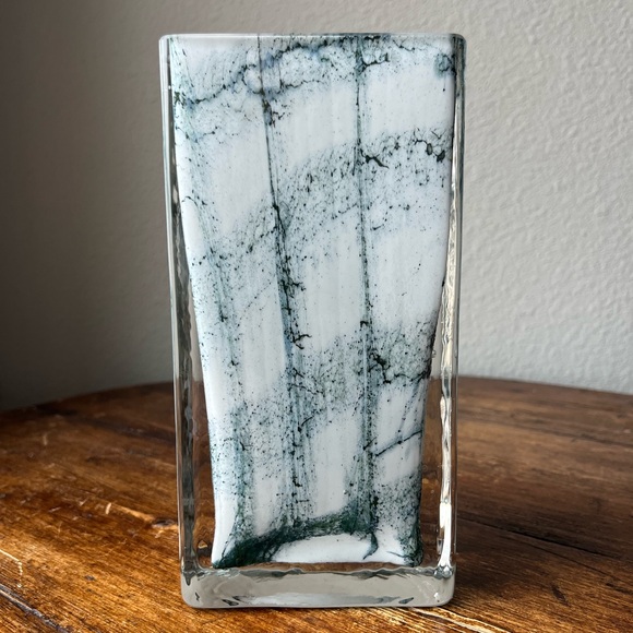 Vintage German Spiegelau Marbled design Rectangular Tall and Slim Vase 8” height - Picture 4 of 7